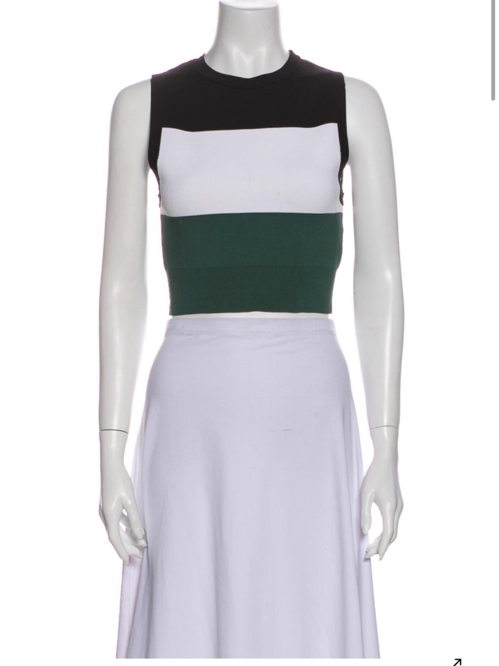 A.L.C. - Sleeveless Colorblock Crop Top in Black, White & Green